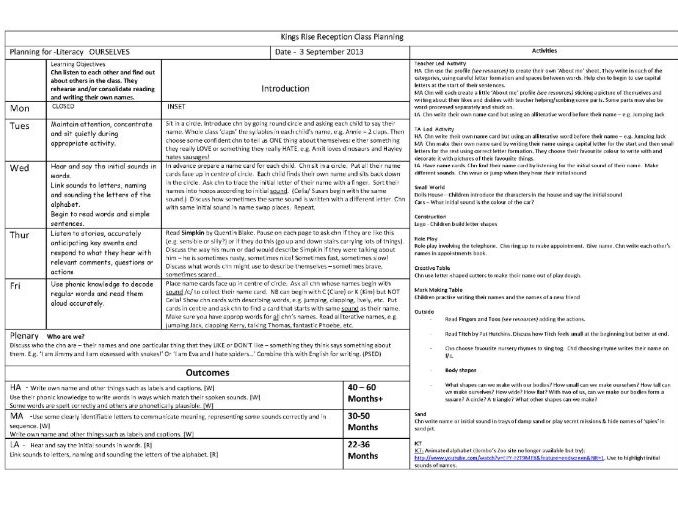 Back to School Autumn Term Reception Planning English Maths
