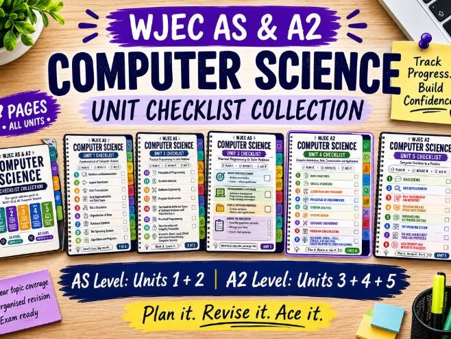 FREE WJEC AS & A Level Computer Science Revision Checklists | Units 1–5