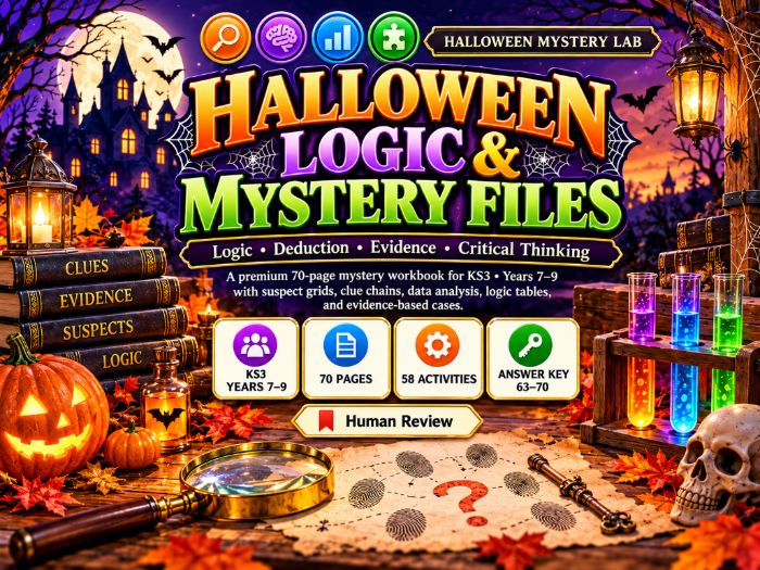 Halloween Logic Mystery Files  KS3 Logic Puzzles, Reasoning & Problem Solving  70 Pages