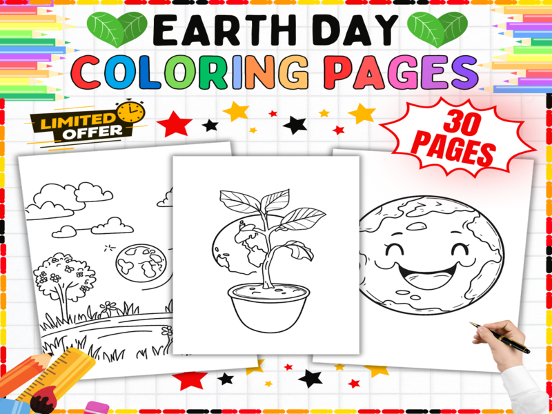 Earth Day Colouring Pages | 30 Environmental Designs | Primary Science Sustainability Activities