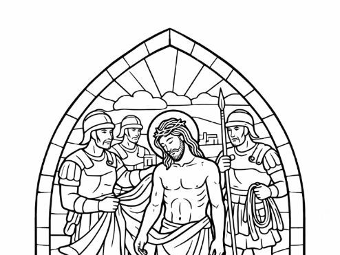 Easter Stations of the Cross - Station 10 Stained Glass Colouring Page - Lent