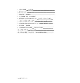 Periodic Functions in Algebra and Trigonometry Vocabulary Word Scramble ...