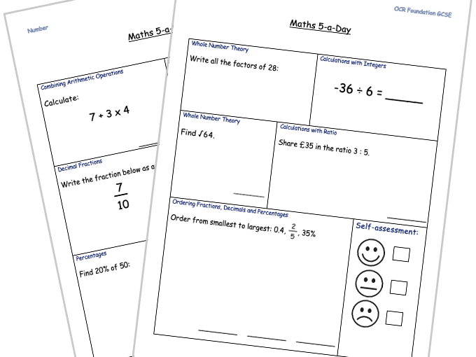 GCSE Maths 5-a-Day – Number Skills (Free Sample Week)