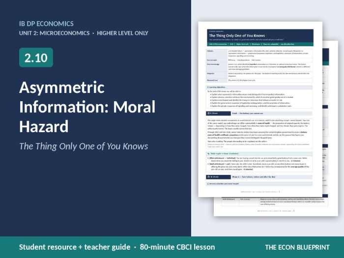 IB Economics 2.10 Asymmetric Information | Moral Hazard | HL Only