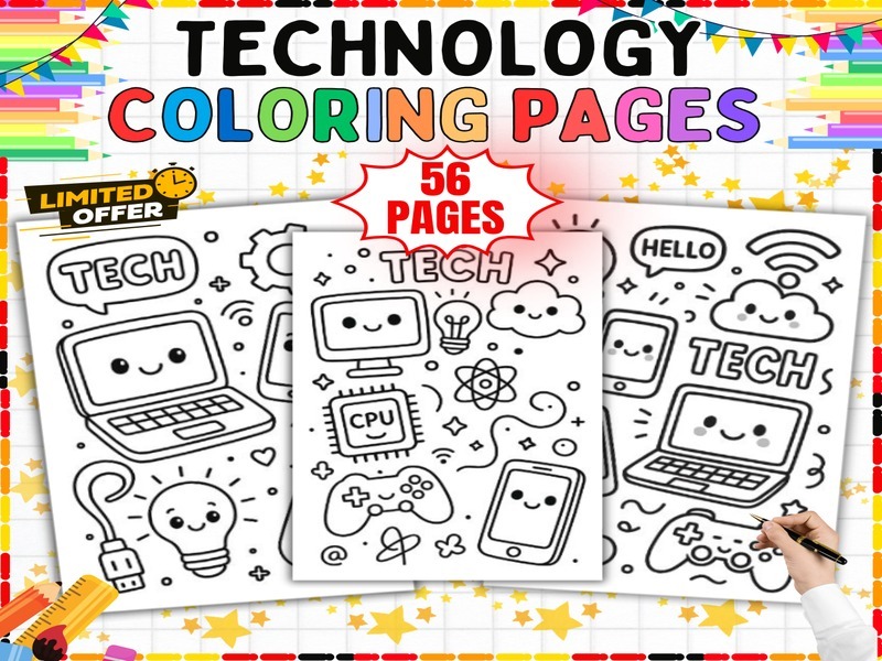 Technology Coloring Pages | 56 Printable STEM Coloring Sheets for Computer Class
