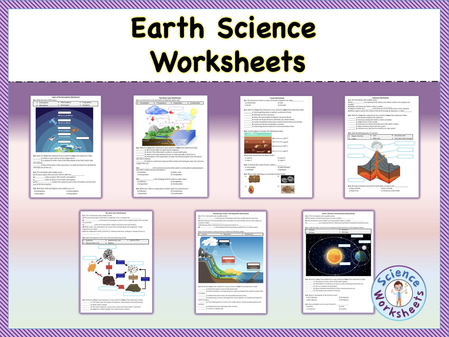 Earth Science (Middle School) - Worksheets Bundle, Printable PDFs & Digital