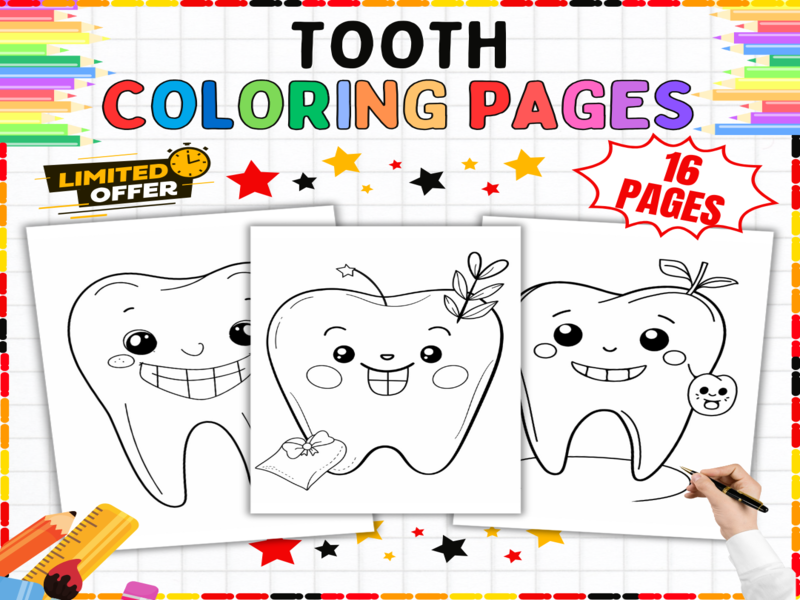 Tooth Colouring Pages - Dental Health Activities | Fine Motor Skills Printable Worksheets for Kids