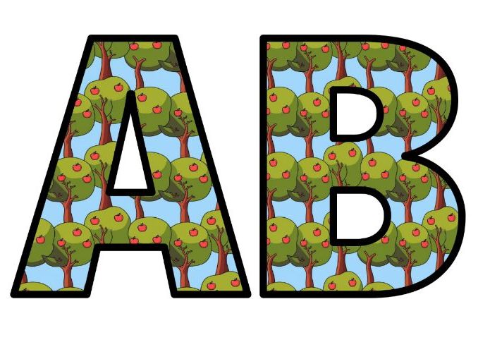 Apple Trees Lettering Set Classroom Display | Lettering Set | Whole Alphabet A-Z and 0-9