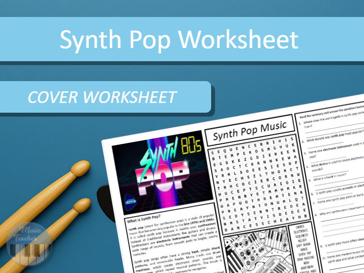 Synth Pop Music Worksheet (Cover Lesson)