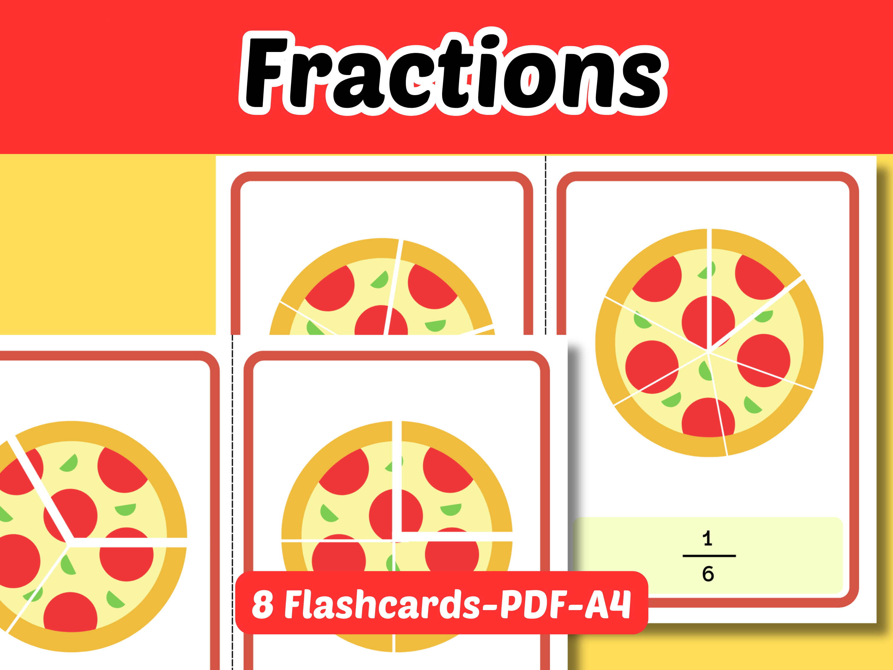 Fraction Flashcards Fractions 20 Printable Flash Cards Printable Fraction Flashcards Fractions 20 Printable Flash Cards Printable
