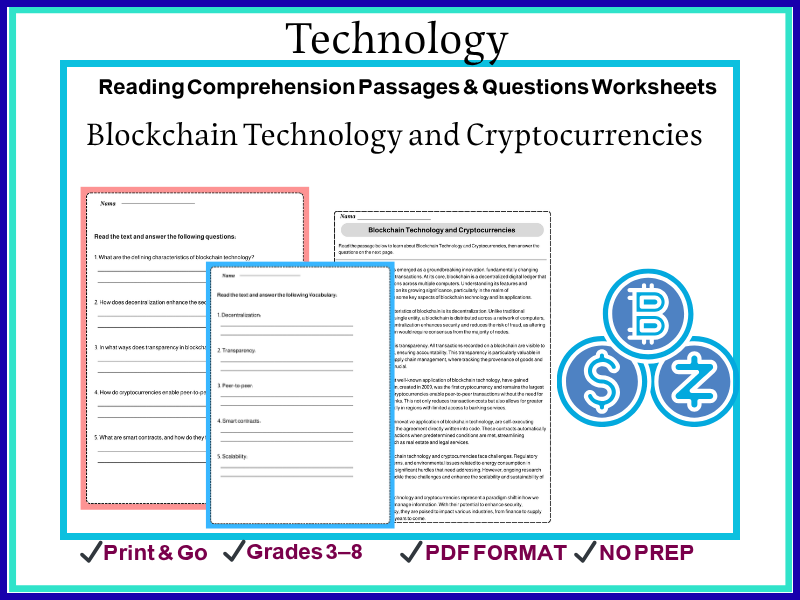 Blockchain Technology and Cryptocurrencies Reading Comprehension Worksheet