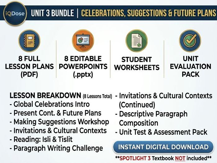 ESL Bundle: Celebrations, Suggestions & Future Plans | Spotlight 3 Unit 3 (3AC)