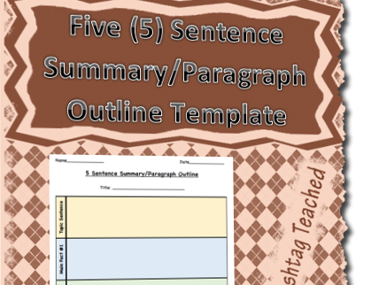 Five (5) Sentence Summary Paragraph Outline Template