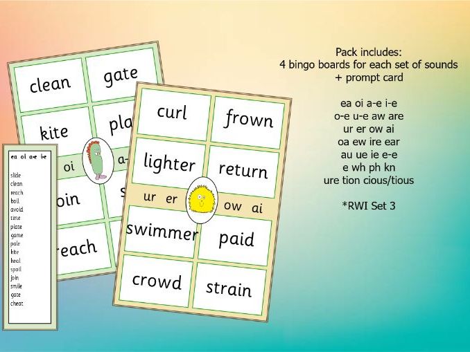 Phonics bingo games Set 3 (neutral colours)