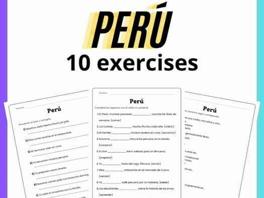 All About Peru in Spanish | Present Tense Worksheets | Peru Activities