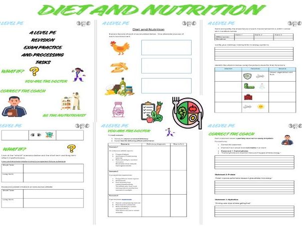 A Level PE Revision Diet and Nutrition - processing tasks