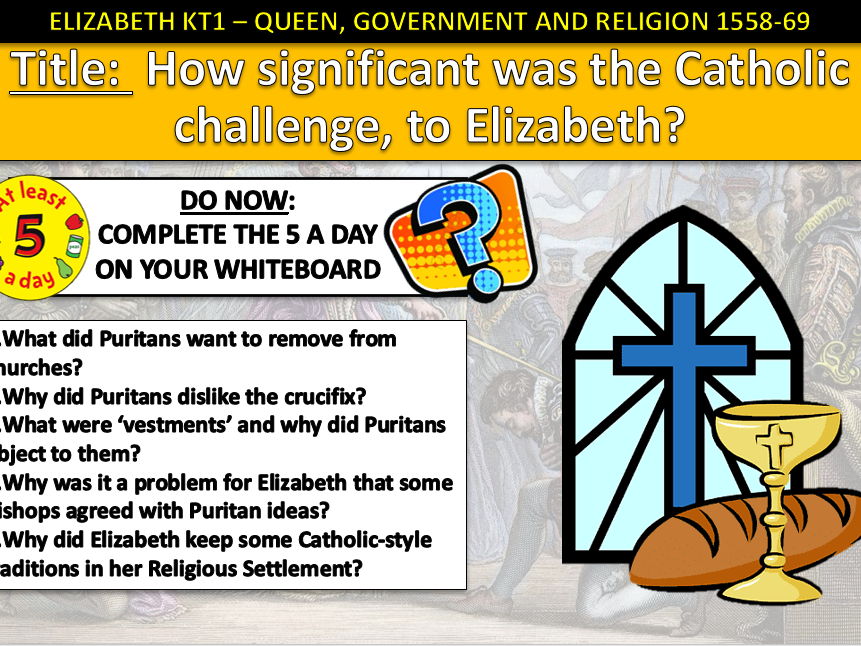 History GCSE Elizabeth Edexcel KT1 L7 Catholic Challenge (Fully Resourced).