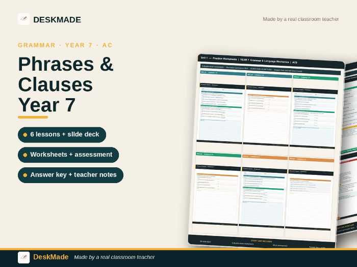 Year 7 Phrases & Clauses Unit | Australian Curriculum