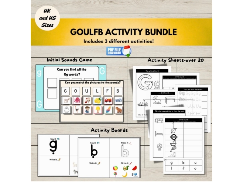 GOULFB Phonics Bundle | Initial Sounds | Worksheets, Game & Activity Boards | EYFS Reception Early Years