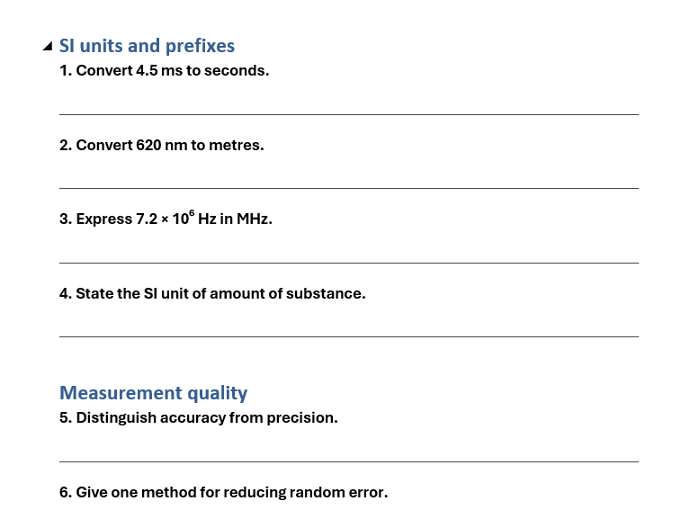AQA A-Level Physics Measurements & Errors Complete Unit | 7 Lessons, Homework & Assessment