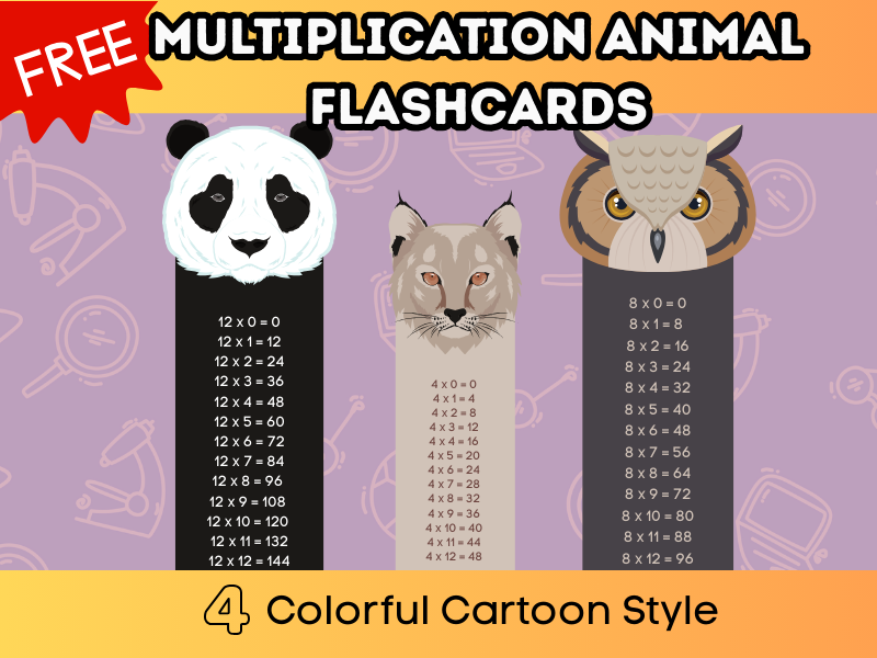 FREE Animal Multiplication Fact Flashcards