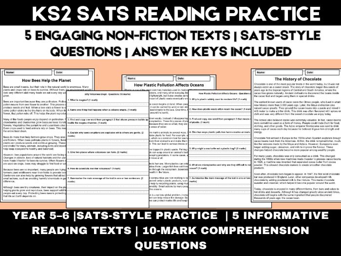 Year 6 SATs Non-Fiction Reading Comprehension Pack - 5 Texts with SATs-Style Questions Mark & answer