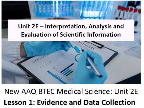 NEW: AAQ BTEC Medical Science Unit 2E Data and Reporting – Lesson 1