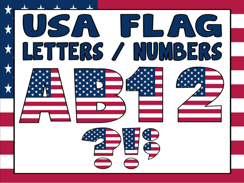 USA AMERICA FLAG DISPLAY LETTERIG - LETTERS AND NUMBERS