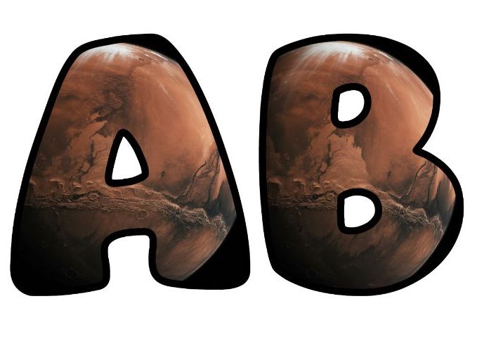Red Planet Mars Classroom Display | Lettering Set | Upper & Lowercase, 0-9 and Signs
