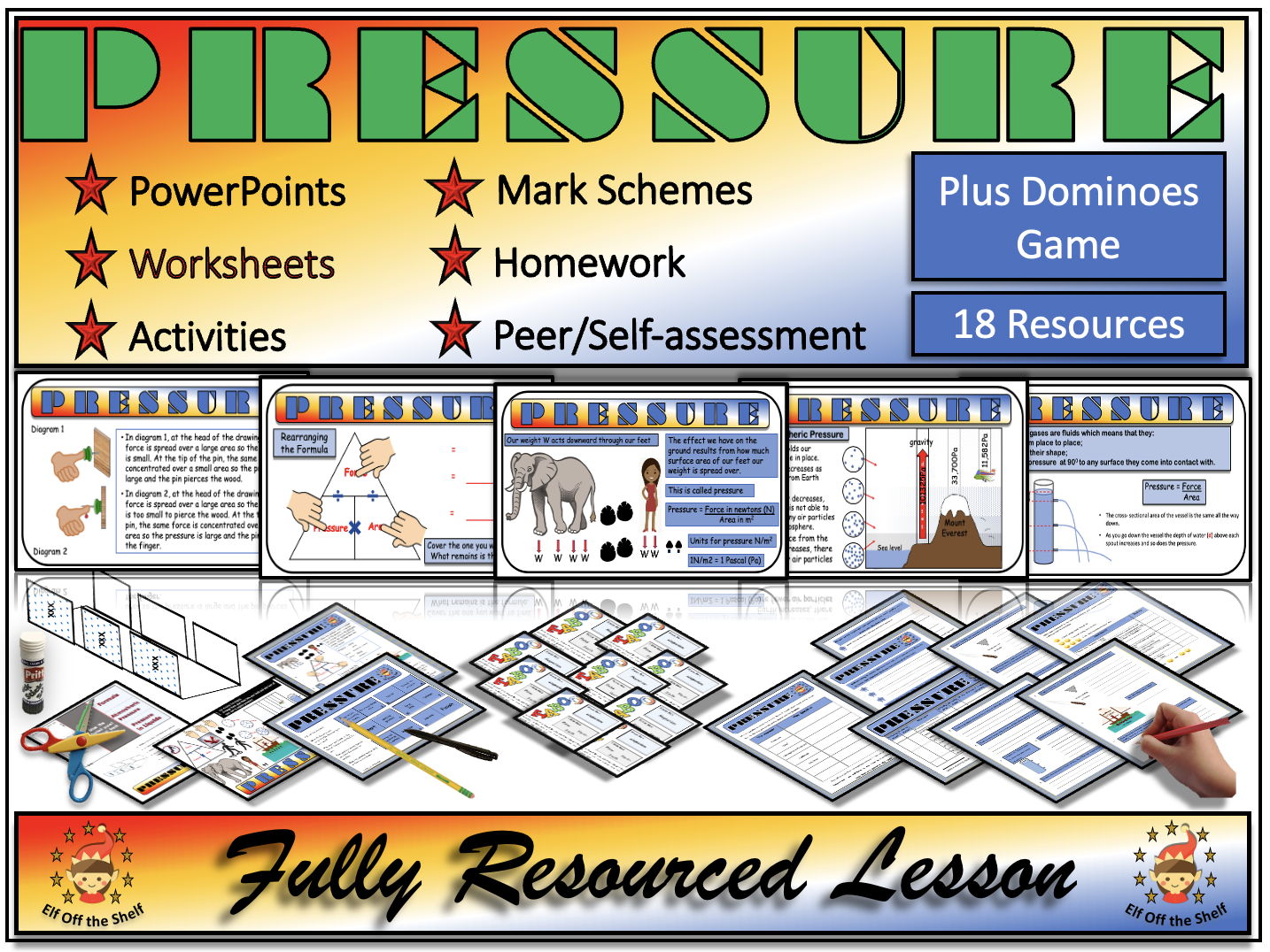 Pressure Explained Fully Resourced Lesson Plus Dominoes Game KS3