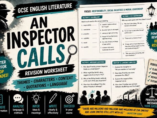 GCSE An Inspector Calls - Responsibility and Class Worksheet