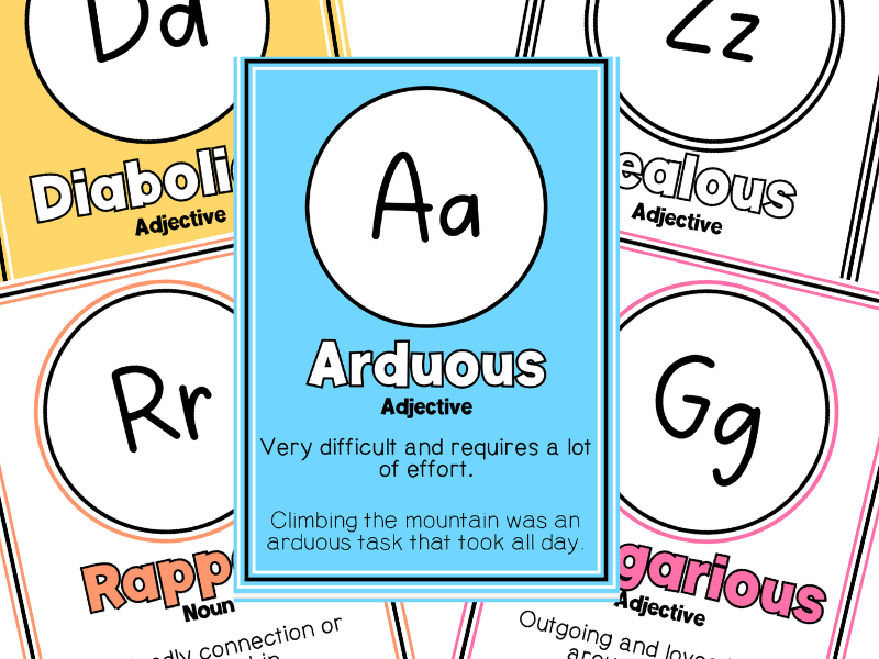 Alphabet Sophisticated Vocabulary Posters | Electric Dreams