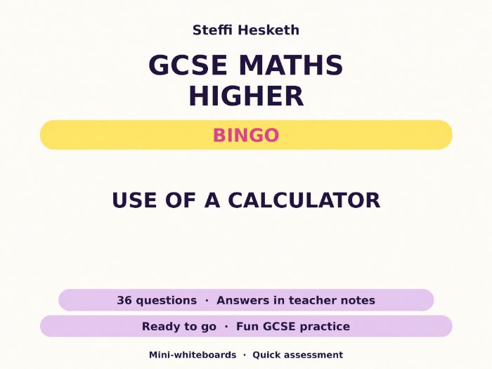 Use of a Calculator GCSE Maths Higher Bingo