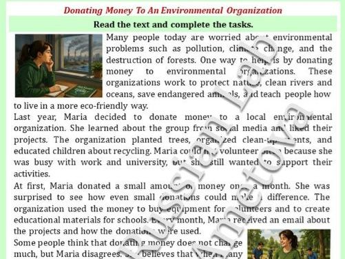 ESL Workbook "Donating Money to an Environmental Organization"