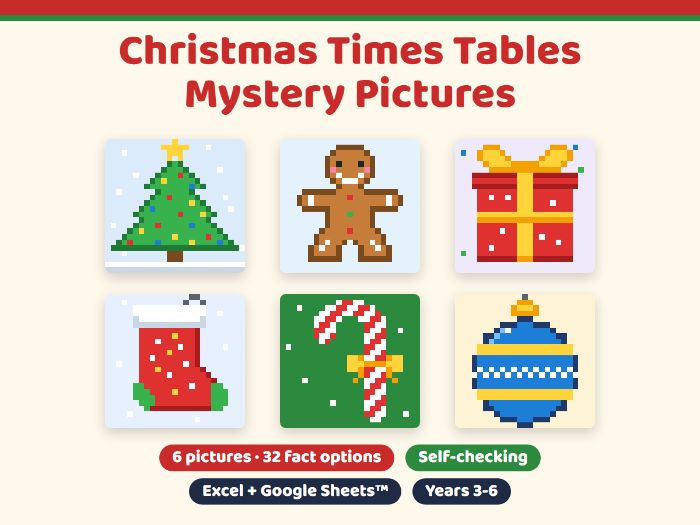 Christmas Times Tables Mystery Pictures