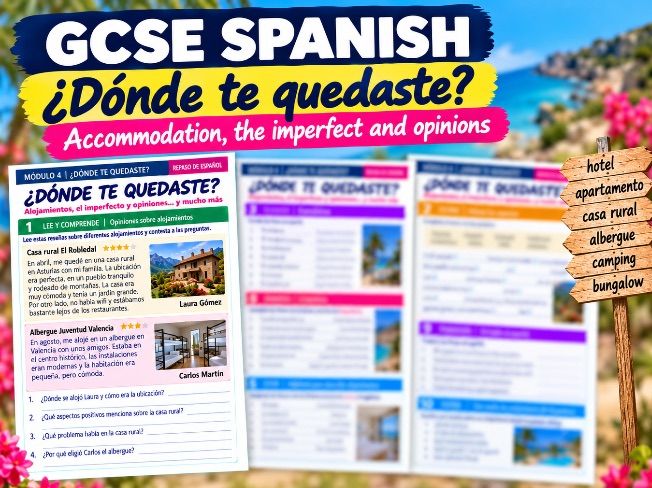GCSE Spanish Accommodation & Holidays Revision Worksheet | Imperfect, Reading & Writing