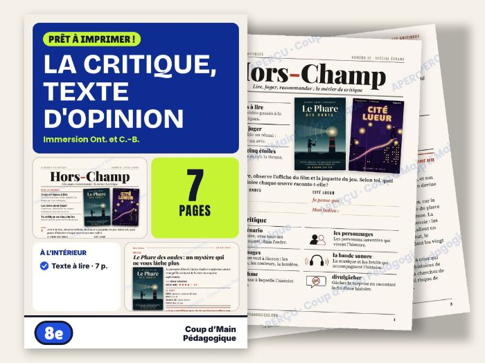 French Immersion Grade 8 Movie and Video Game Review | La critique