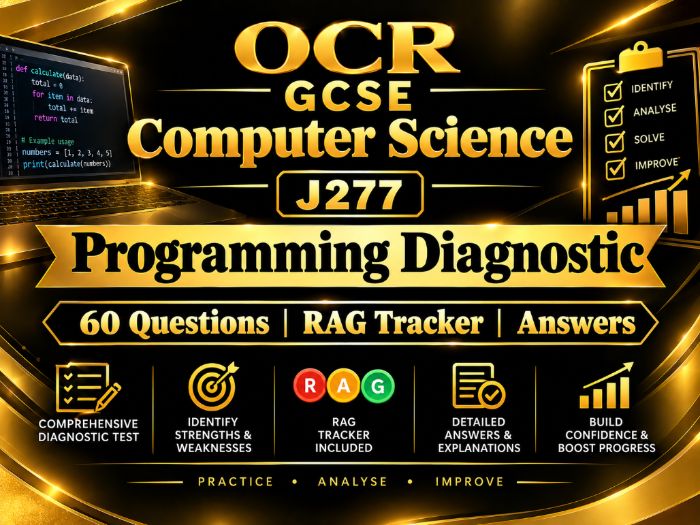 OCR GCSE Computer Science J277 Programming Diagnostic | 60 Questions | RAG Tracker | Answers