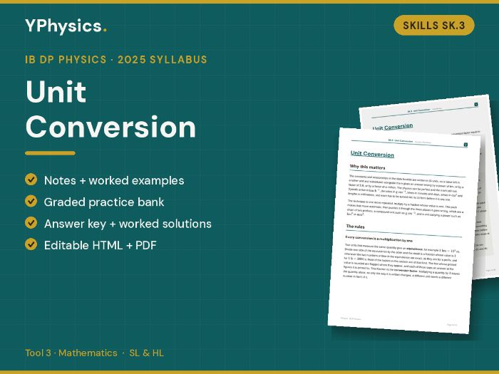 IB DP Physics (2025) SK.3 Unit Conversion Skill Pack