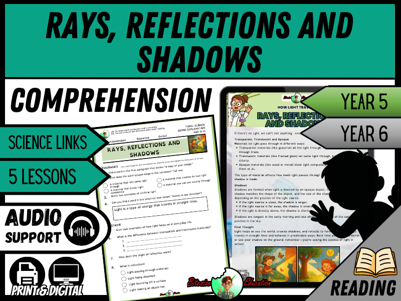 How Light Travels: Rays, Reflections and Shadows | Reading Comprehension | Year 5/6