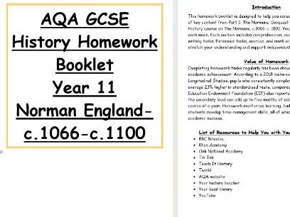 AQA The Normans Homework Booklet Bundle