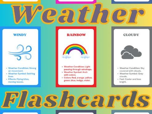 Weather Flash Cards | Weather & Seasons Vocabulary | Science & Describing Words