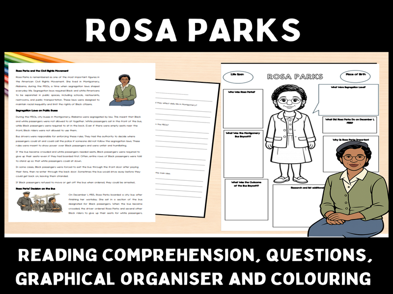 Rosa Parks & the Civil Rights Movement | KS2 History Reading Comprehension + Graphic Organiser