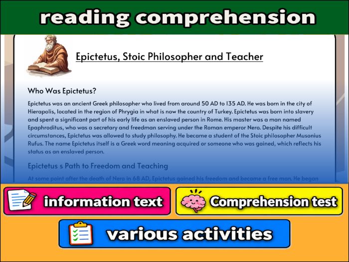 Epictetus, Stoic Philosopher and Teacher- Reading Comprehension, Worksheet & Activities
