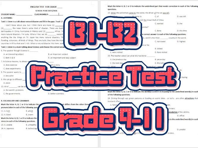 B1 English Test: Disasters, Inventions, Alaska & Reported Speech