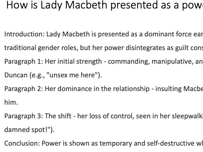 Macbeth GCSE Exam Questions & Model Plans
