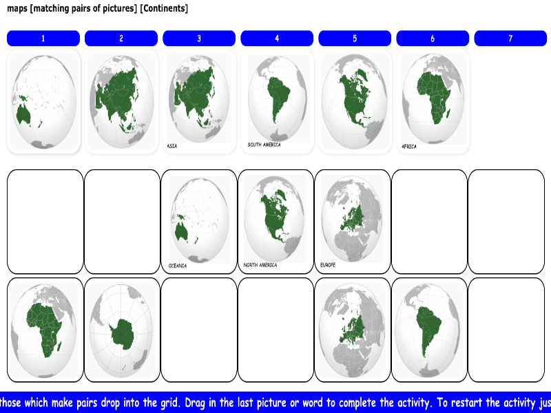 maps [matching pairs of pictures] [Continents]
