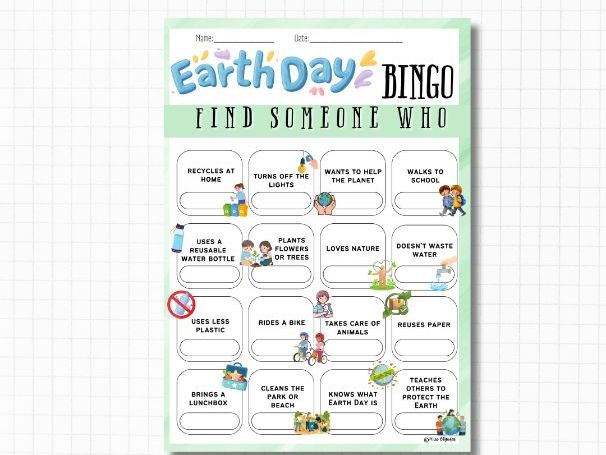 Find Someone Who… Earth Day Bingo | ESL Speaking Activity | Spring Oral Communication Game