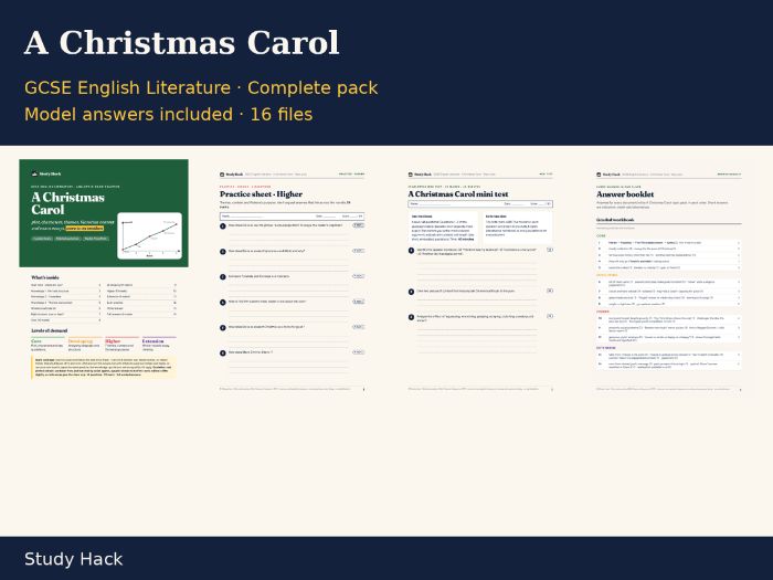 GCSE English Literature A Christmas Carol Complete Revision and Teaching Pack