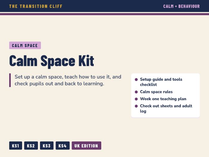 Calm Space Kit for School and Home: Setup Guide, Rules, Check Out Sheets and Use Log for SEND